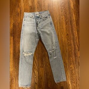Agolde Light Wash Distressed High-Rise Jeans